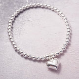 Sterling Silver Stretch Bracelet With Large Heart Charm
