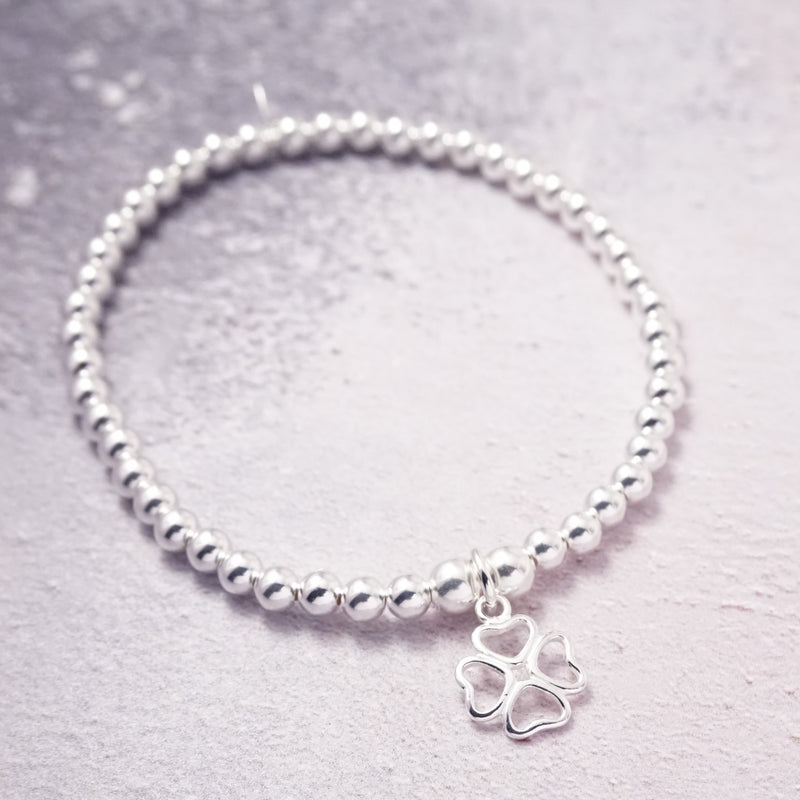 Sterling Silver Bracelet With Four Leaf Clover
