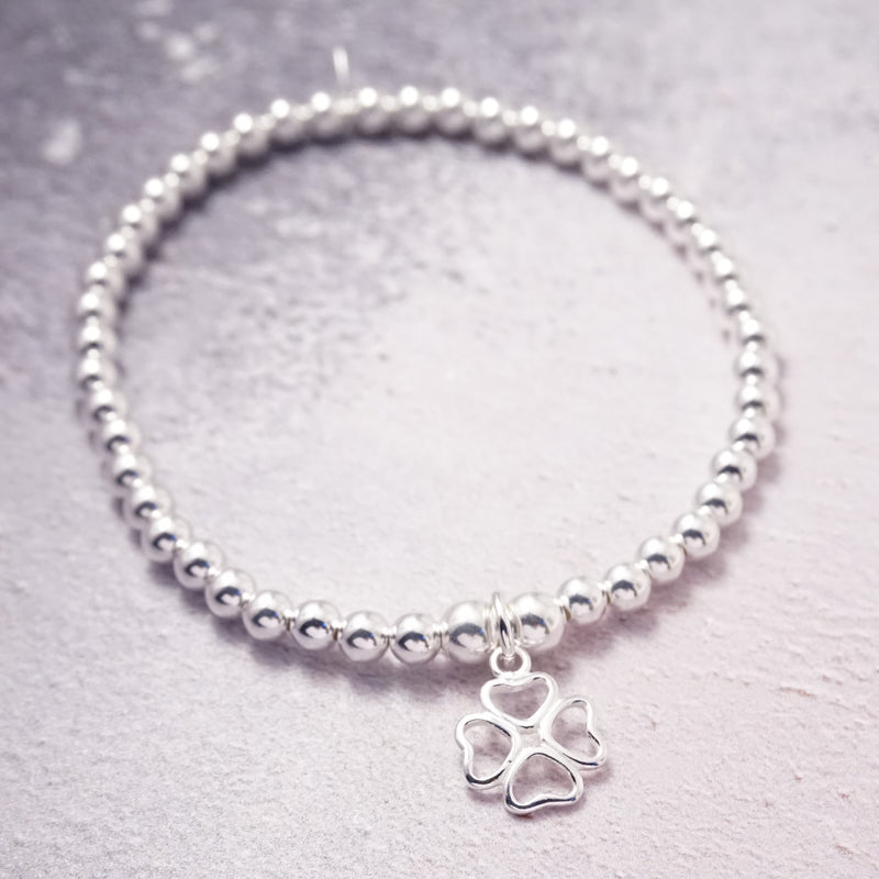 Sterling Silver Bracelet With Four Leaf Clover
