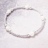 Sterling Silver and Mother of Pearl Stack Bracelet