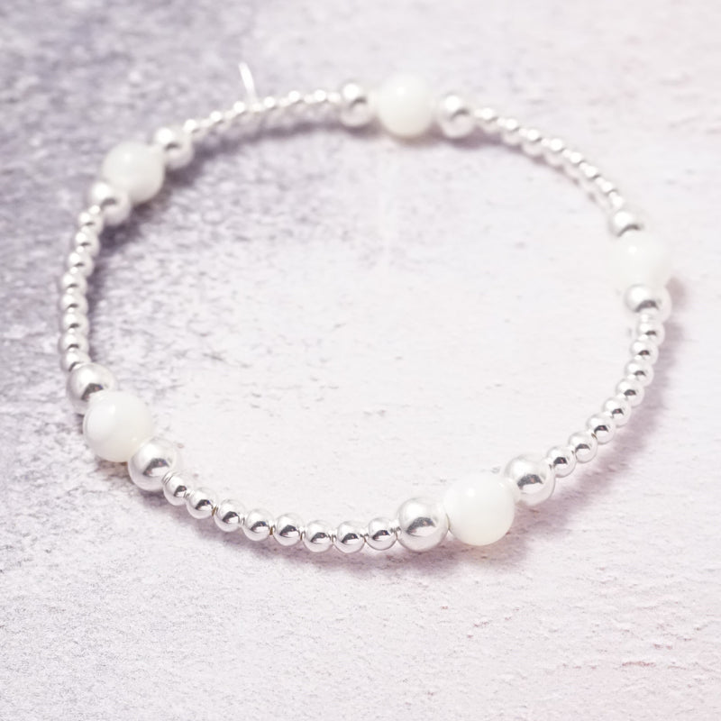 Sterling Silver and Mother of Pearl Stack Bracelet