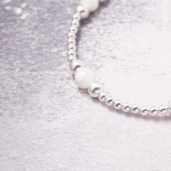Sterling Silver and Mother of Pearl Stack Bracelet