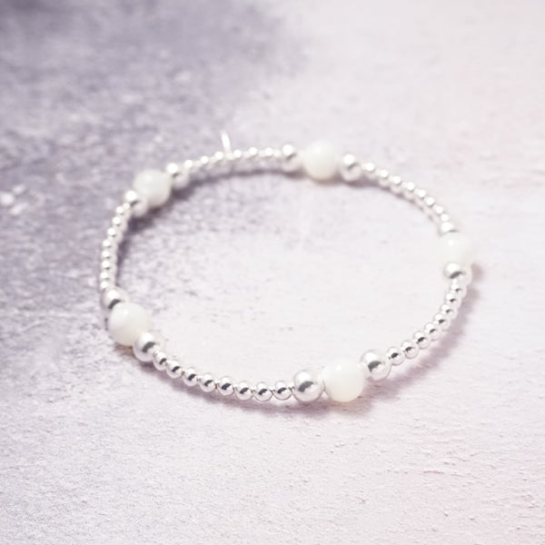 Sterling Silver and Mother of Pearl Stack Bracelet