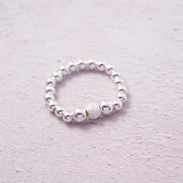 Sterling Silver Stretch Ring With Stardust Bead