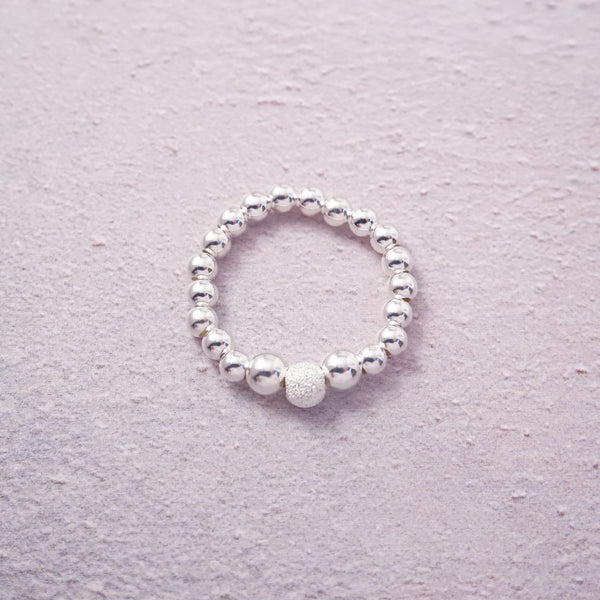 Sterling Silver Stretch Ring With Stardust Bead