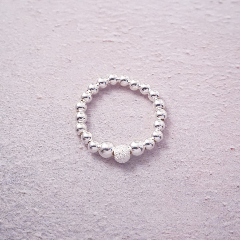 Sterling Silver Stretch Ring With Stardust Bead