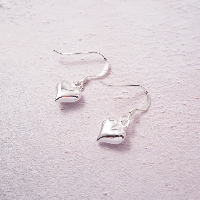 Sterling Silver Hook Earrings With Heart Charms