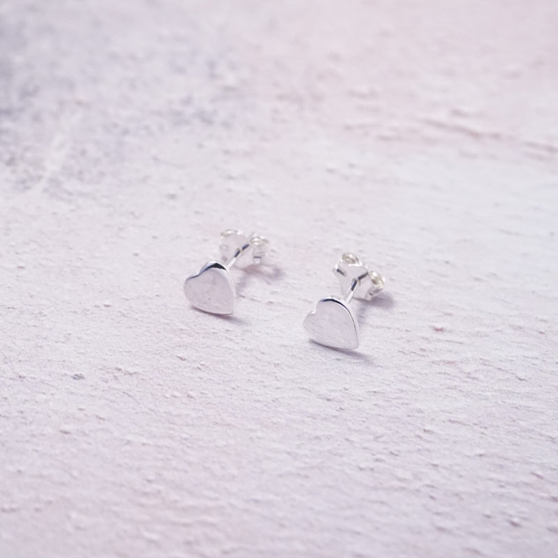 Sterling Silver Heart Stud Earrings