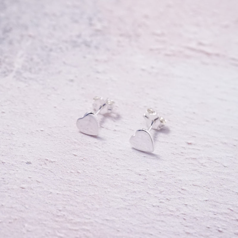 Sterling Silver Heart Stud Earrings