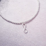 Sterling Silver Stretch Anklet With Infinity Charm