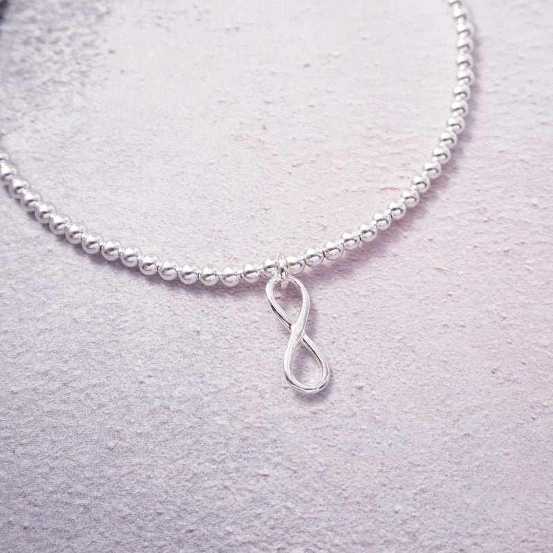 Sterling Silver Stretch Anklet With Infinity Charm