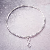 Sterling Silver Stretch Anklet With Infinity Charm