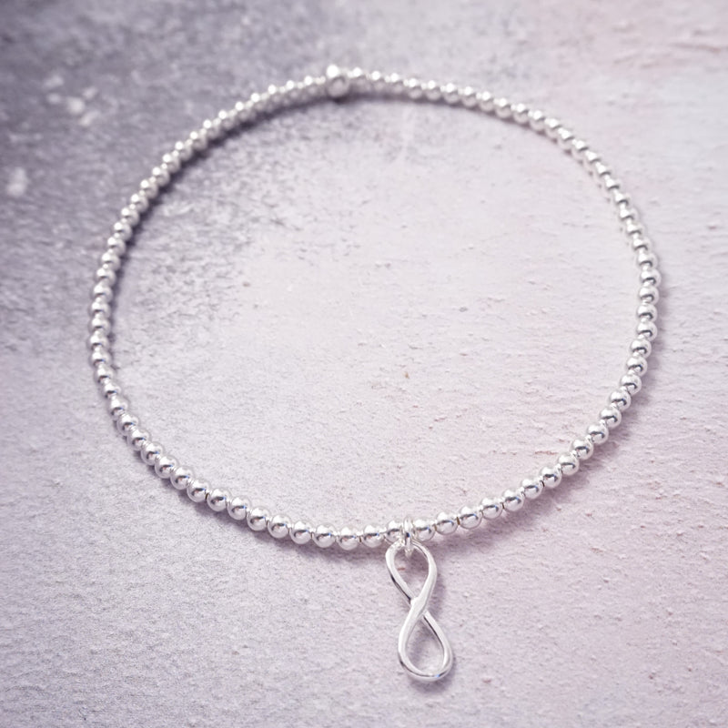 Sterling Silver Stretch Anklet With Infinity Charm