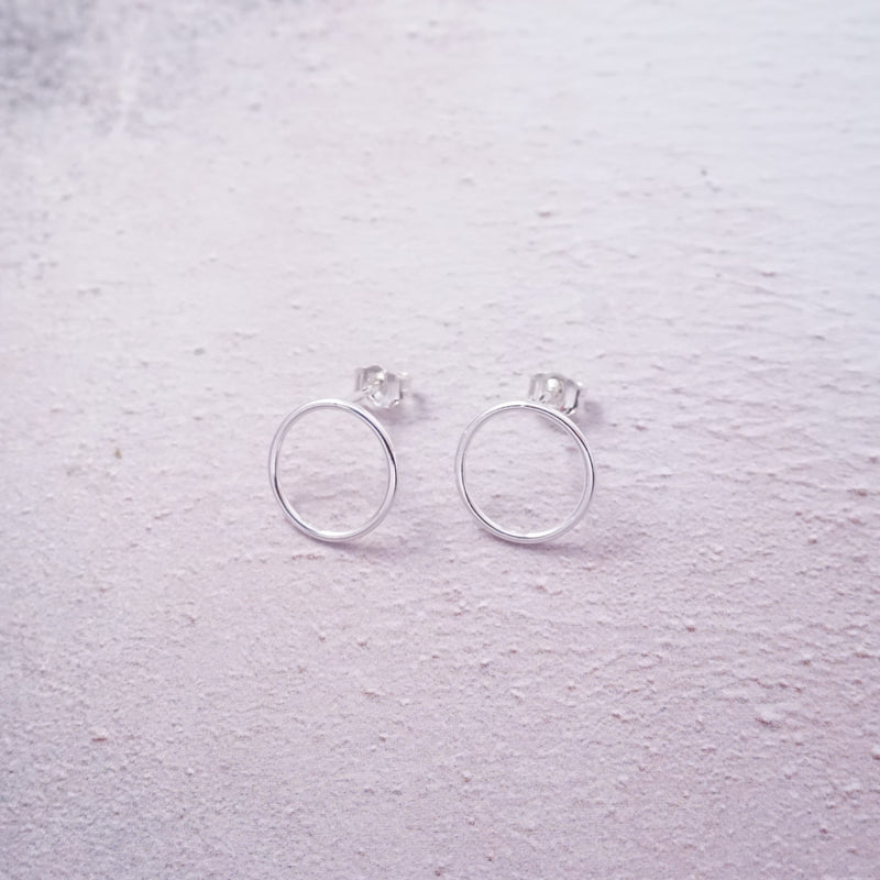 Sterling Silver Circle Stud Earrings