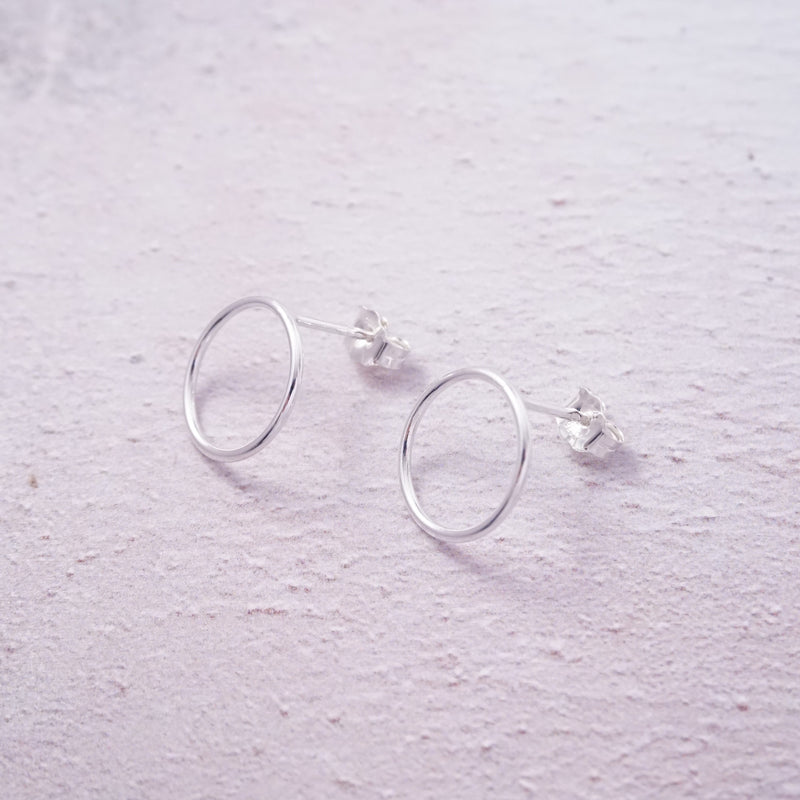 Sterling Silver Circle Stud Earrings