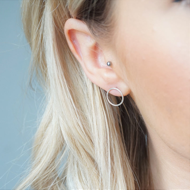 Sterling Silver Circle Stud Earrings