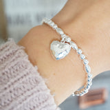 Sterling Silver Bracelet With Hammered Heart Charm