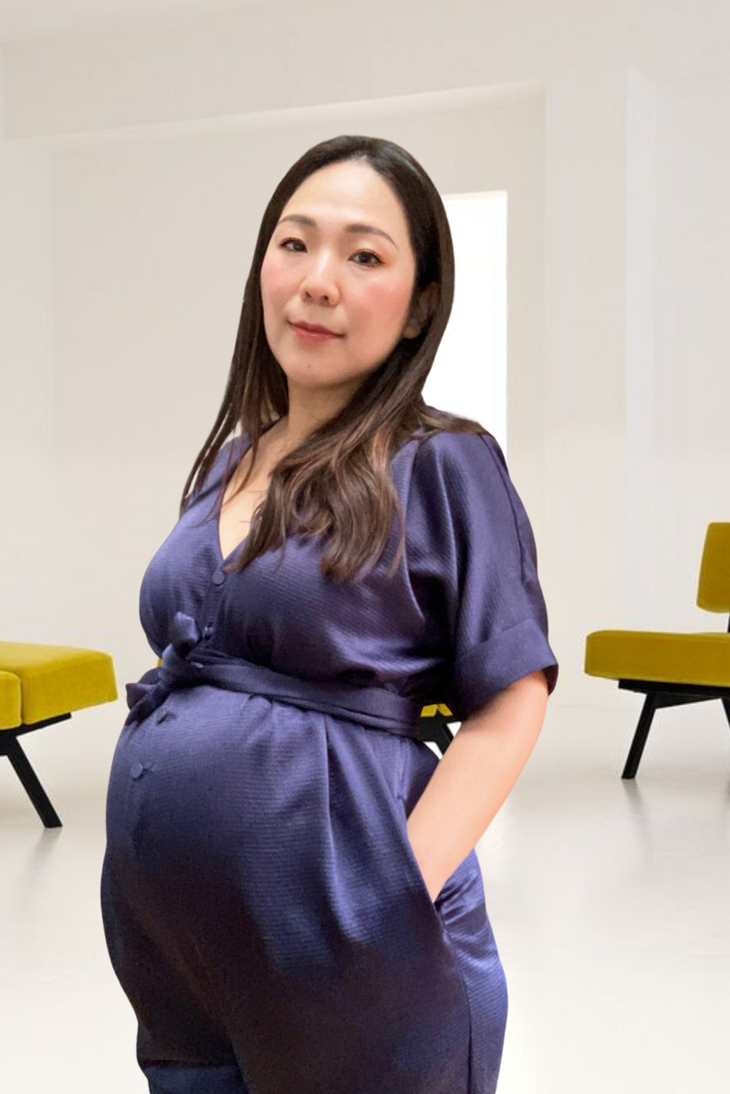 Navy Satin Maternity And Breastfeeding Jumpsuit Winter The Mum