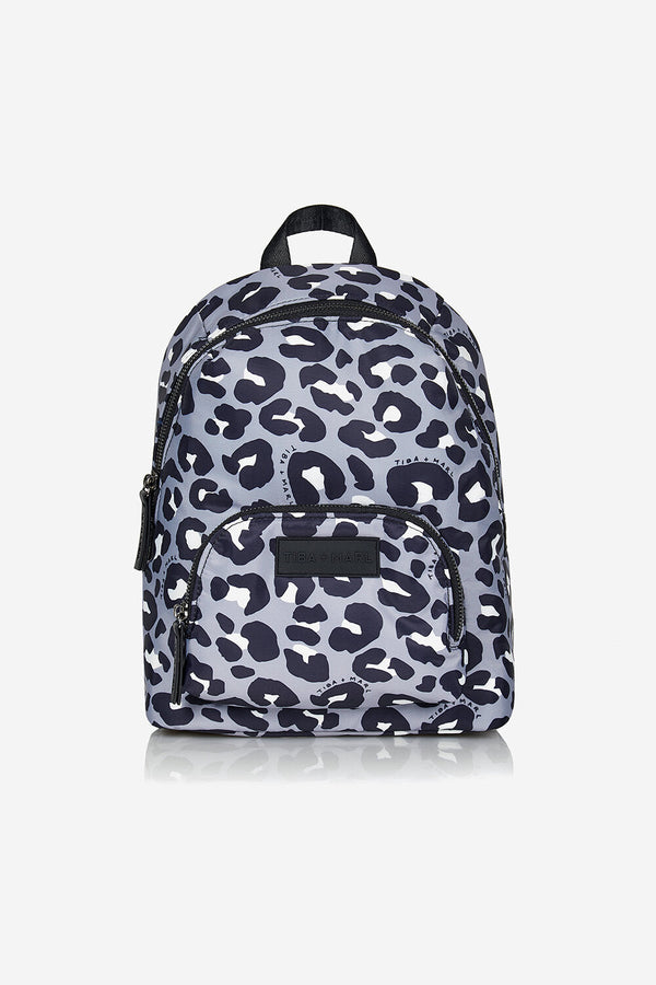 Mini Elwood Kids Backpack Grey / Black Leopard Print
