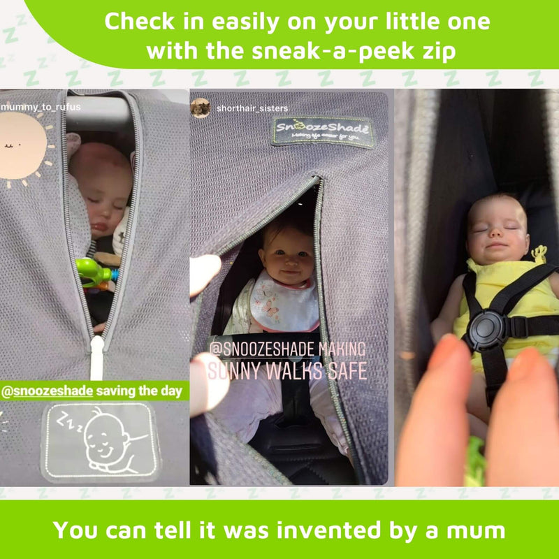 SnoozeShade Original (0-6m) | Universal-Fit Pram/Pushchair Sun and Sleep Shade | Blocks 99% of UV