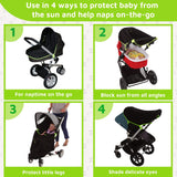 SnoozeShade Original (0-6m) | Universal-Fit Pram/Pushchair Sun and Sleep Shade | Blocks 99% of UV