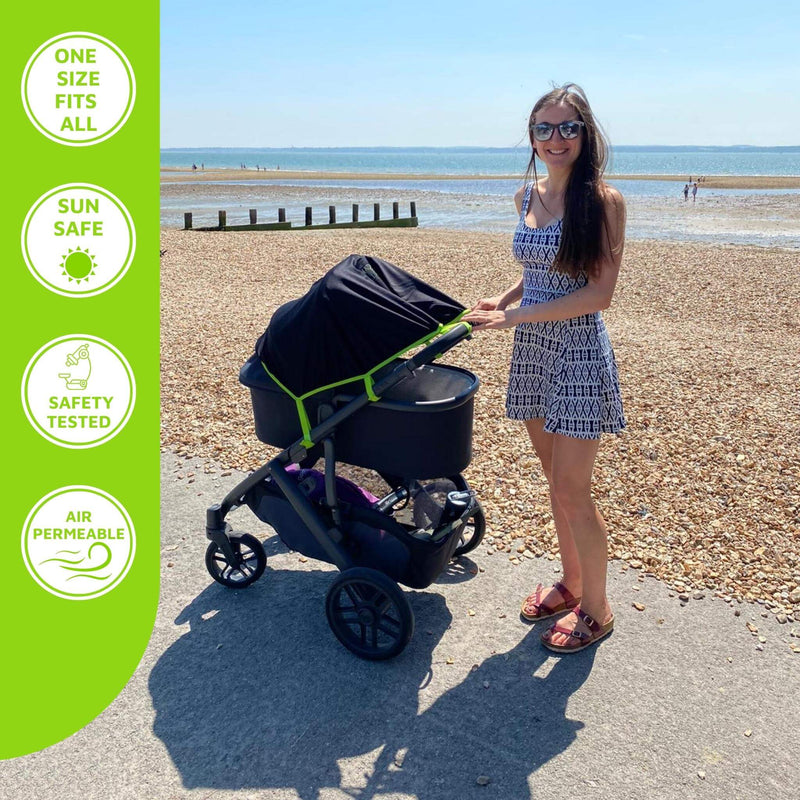 SnoozeShade Original (0-6m) | Universal-Fit Pram/Pushchair Sun and Sleep Shade | Blocks 99% of UV