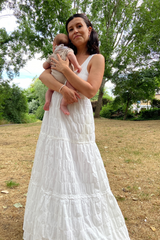 Maternity & Nursing Summer Dress in Breezy White Cotton